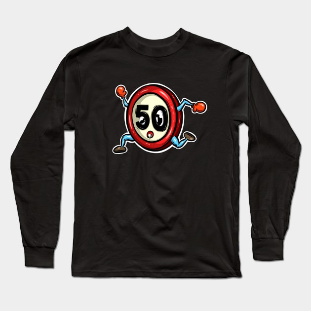 Speeding Driving Test Warning Traffic Road Sign Cartoon Character Long Sleeve T-Shirt by Squeeb Creative